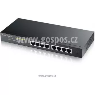 Zyxel GS1900-8HP v3 8-port Desktop Gigabit Web Smart PoE switch: 8x Gigabit metal, IPv6, PoE budget 70W, fanless