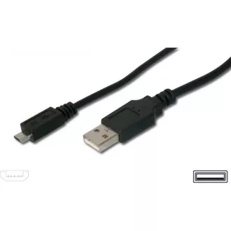 PremiumCord Kabel micro USB 2.0, A-B, konektor do úhlu 90° 1.8m (černý)