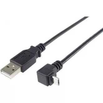 PremiumCord Kabel micro USB 2.0, A-B, konektor do úhlu 90° 1.8m (černý)