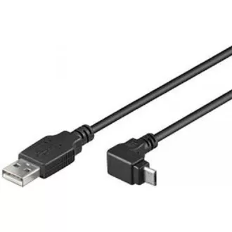 PremiumCord Kabel micro USB 2.0, A-B, konektor do úhlu 90° 1.8m (černý)