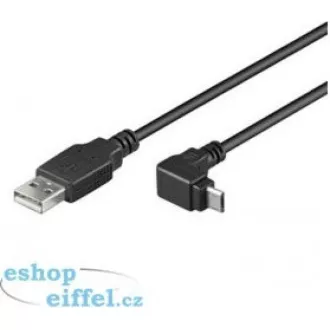 PremiumCord Kabel micro USB 2.0, A-B, konektor do úhlu 90° 1.8m (černý)
