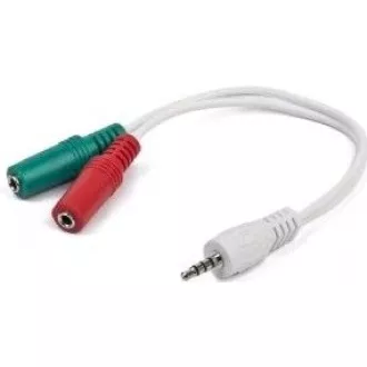GEMBIRD Kabel rozdvojka jack 3, 5mm (4 pólový) na 2x3, 5mm M/F, 20cm, bíla