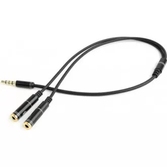 GEMBIRD Kabel rozdvojka jack 3, 5mm (4 pólový) na 2x3, 5mm M/F, 20cm, bíla
