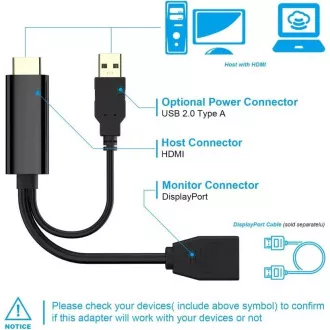 PREMIUMCORD adaptér HDMI to DisplayPort s napájením