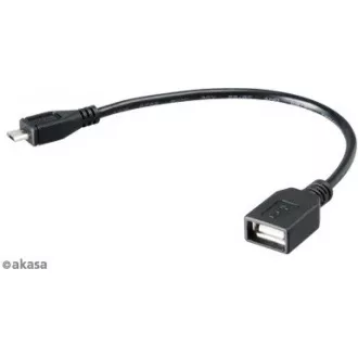 AKASA kabel redukce USB OTG Micro USB male na USB Type-A female, 15cm