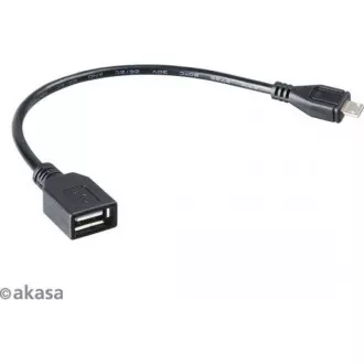 AKASA kabel redukce USB OTG Micro USB male na USB Type-A female, 15cm