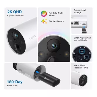 TP-Link Tapo C420 venkovní kamera (4MP, 2K QHD, 1440p, IR 15m, WiFi, IP65)