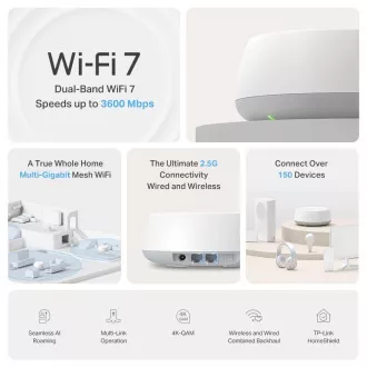 TP-Link Deco BE25(3-pack) WiFi7 Mesh (BE3600, 2, 4GHz/5GHz, 2x2, 5GbELAN/WAN)