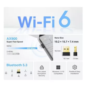 TP-Link Archer TX10UB Nano WiFi6 USB adapter (AX900, 2, 4GHz/5GHz, USB2.0, Bluetooth5.3)