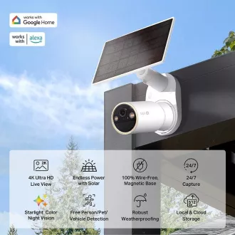 TP-Link Tapo C460 KIT venkovní kamera, solární panel (8MP, 4K, 2160p, IR 15m, WiFi, micro SD card, IP66)