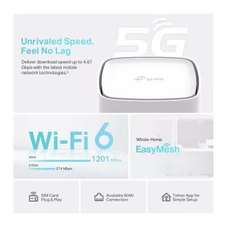 TP-Link Archer NX500 EasyMesh WiFi6 5G, 4G LTE router (AX3000, 2, 4GHz/5GHz, 2xGbELAN, 1xGbELAN/WAN, 5G, 4G LTE, 1xnanoSIM)