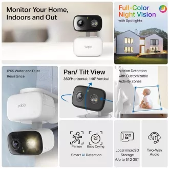 TP-Link Tapo C206 venkovní/outdoor kamera (2MP, 1080p, IR 12m, WiFi, micro SD card)