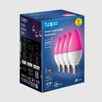 TP-Link Tapo L430C(4-pack) chytrá WiFi stmívatelná LED žárovka (barevná, 2500K-6500K, 470lm, 2, 4GHz, E14)