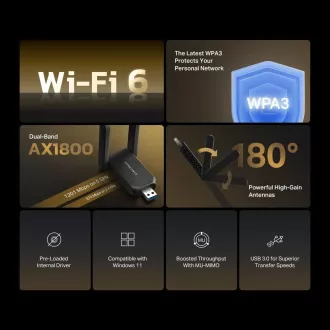 MERCUSYS MA72XH WiFi6 USB adapter (AX1800, 2, 4GHz/5GHz, USB3.0)
