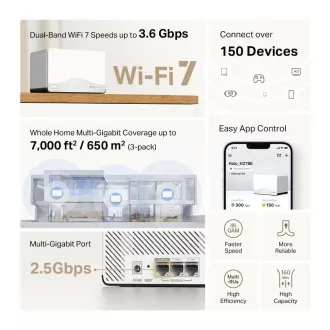 MERCUSYS Halo H27BE(2-pack) WiFi7 Mesh (BE3600, 2, 4GHz/5GHz, 1x2, 5GbELAN/WAN, 2xGbELAN/WAN)