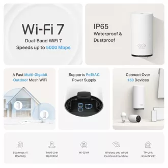 TP-Link Deco BE25-Outdoor(1-pack) venkovní WiFi7 Mesh (BE3600, 2, 4GHz/5GHz, 2x2, 5GbELAN/WAN, 2xPoE)