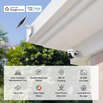 TP-Link Tapo C610 KIT venkovní kamera, solární panel (3MP, 2K, 1296p, IR 10m, WiFi, micro SD card, IP65)