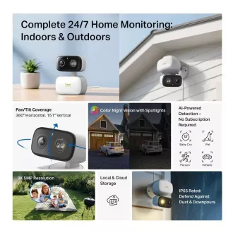 TP-Link Tapo C236 venkovní/outdoor kamera (5MP, 3K 1620p, IR 20m, WiFi, micro SD card)