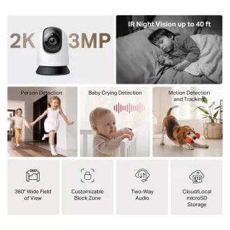 MERCUSYS MC210 domácí/indoor kamera (3MP, 2K, 1296p, IR 12m, WiFi, microSD)