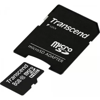 TRANSCEND MicroSDHC karta 8GB Class 10 + adaptér TRANSCEND MicroSDHC karta 8GB Class 10 + adaptér