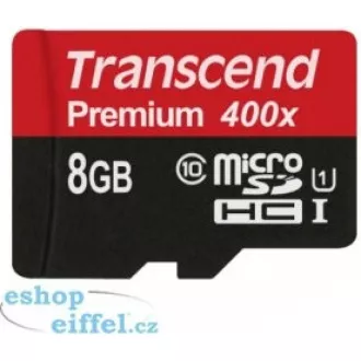 TRANSCEND MicroSDHC karta 8GB Premium, Class 10 UHS-I 300x, bez adaptéru