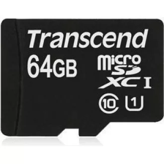 TRANSCEND MicroSDXC karta 64GB Premium, Class 10 UHS-I 400x (R:85/W:35 MB/s) + adaptér