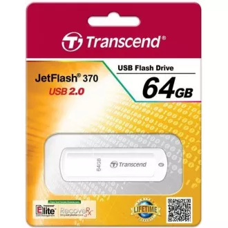 TRANSCEND Flash Disk 64GB JetFlash®370, USB 2.0 (R:16/W:6 MB/s) bílá