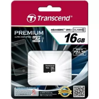 TRANSCEND MicroSDHC karta 16GB Premium, Class 10 UHS-I 300x, bez adaptéru