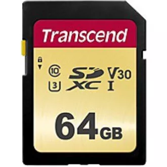 TRANSCEND SDXC karta 64GB 500S, UHS-I U3 V30 (R:95/W:50 MB/s)