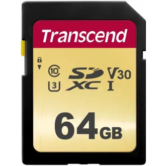 TRANSCEND SDXC karta 64GB 500S, UHS-I U3 V30 (R:95/W:50 MB/s)