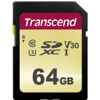 TRANSCEND SDXC karta 64GB 500S, UHS-I U3 V30 (R:95/W:50 MB/s)