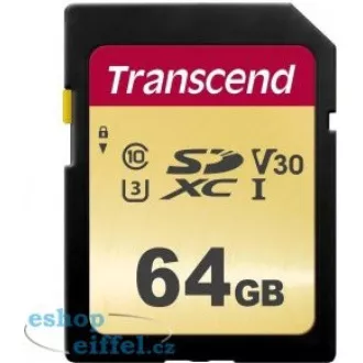 TRANSCEND SDXC karta 64GB 500S, UHS-I U3 V30 (R:95/W:50 MB/s)