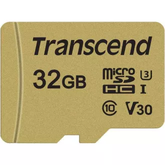 TRANSCEND MicroSDHC karta 32GB 500S, UHS-I U3 V30 + adaptér
