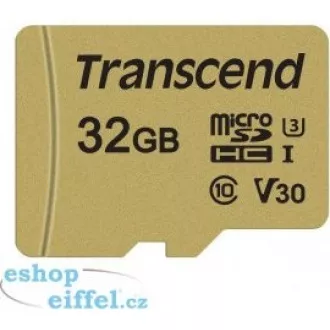 TRANSCEND MicroSDHC karta 32GB 500S, UHS-I U3 V30 + adaptér