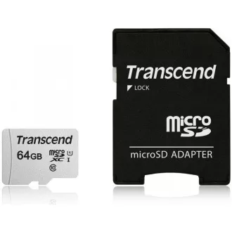 TRANSCEND MicroSDXC karta 64GB 300S, UHS-I U1 + adaptér