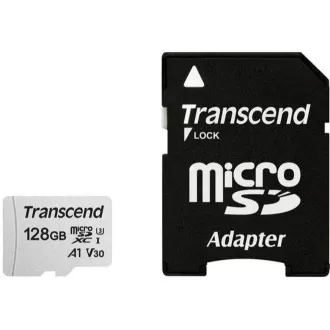TRANSCEND MicroSDXC karta 128GB 300S, UHS-I U3 V30 + adaptér