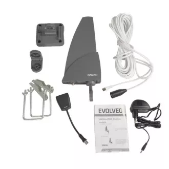 EVOLVEO Shark, aktivní venkovní anténa DAB+/DVB-T2, filtr LTE, 4G, 5G
