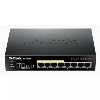 D-Link DGS-1008P 8-port Gigabit Desktop Switch, 4 porty jsou PoE+, PoE budget 68W