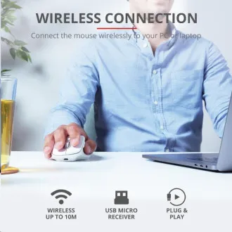 TRUST bezdrátová Myš Ozaa Rechargeable Wireless Mouse - white TRUST bezdrátová Myš Ozaa Rechargeable Wireless Mouse - white