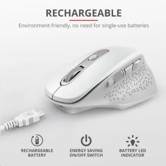 TRUST bezdrátová Myš Ozaa Rechargeable Wireless Mouse - white TRUST bezdrátová Myš Ozaa Rechargeable Wireless Mouse - white