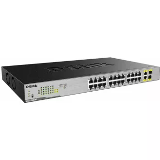 D-Link DGS-1026MP 26-Port Gigabit PoE Switch, 24x gigabit PoE RJ45, 2x gigabit RJ45/SFP, PoE budget 370W
