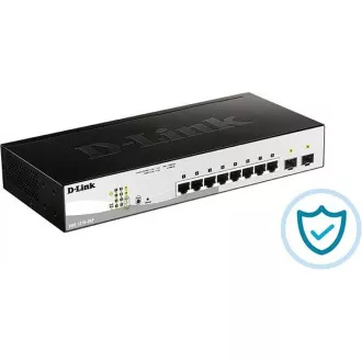 D-Link DGS-1210-08P 10-port Gigabit Smart PoE Switch, 8x GbE PoE+, 2x SFP, PoE 65W, fanless