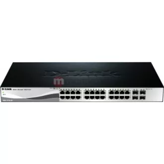 D-Link DGS-1210-28 28-port Gigabit Smart+ Switch, 24x GbE, 4x RJ45/SFP, fanless