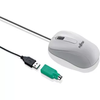 FUJITSU myš M530 USB - 1200dpi Laser Mouse Combo - redukce USB PS2, 3 button Wheel Mouse with Tilt-Wheel-Function - BÍLÁ