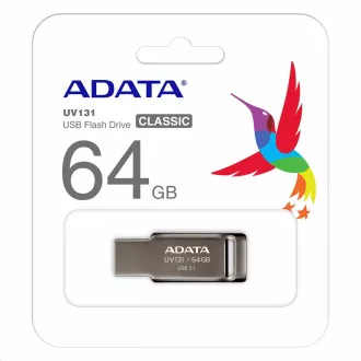 ADATA Flash Disk 64GB UV131, USB 3.1 DashDrive, Chromium Grey, šedá