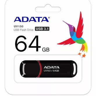 ADATA Flash Disk 64GB UV150, USB 3.1 Dash Drive (R:90/W:20 MB/s) černá