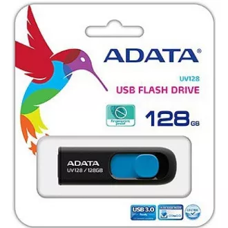 ADATA Flash Disk 128GB UV128, USB 3.1 Dash Drive (R:90/W:40 MB/s) černá/modrá