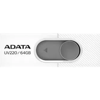ADATA Flash Disk 64GB UV220, USB 2.0 Dash Drive, bílá/šedá