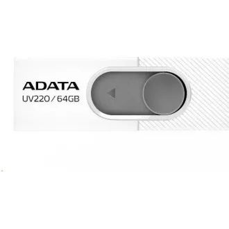 ADATA Flash Disk 64GB UV220, USB 2.0 Dash Drive, bílá/šedá