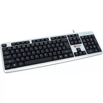 C-TECH klávesnice KB-102 USB, slim, silver, CZ/SK